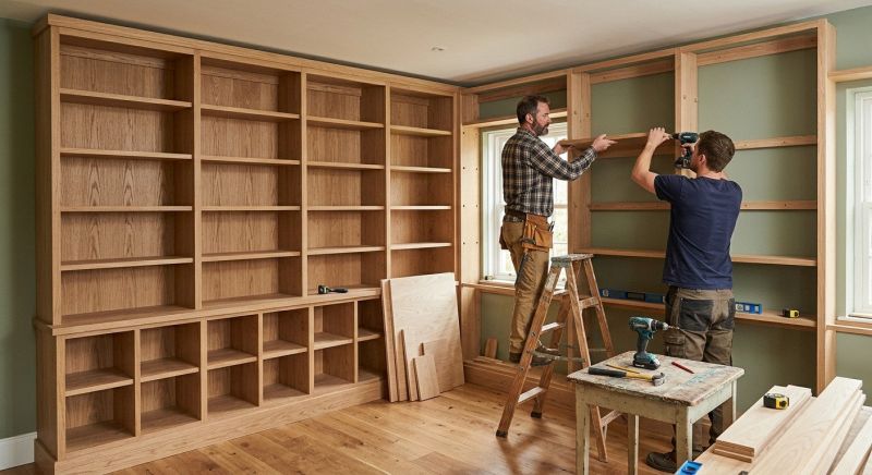 Built In Bookcase Installation in Durham, NC
